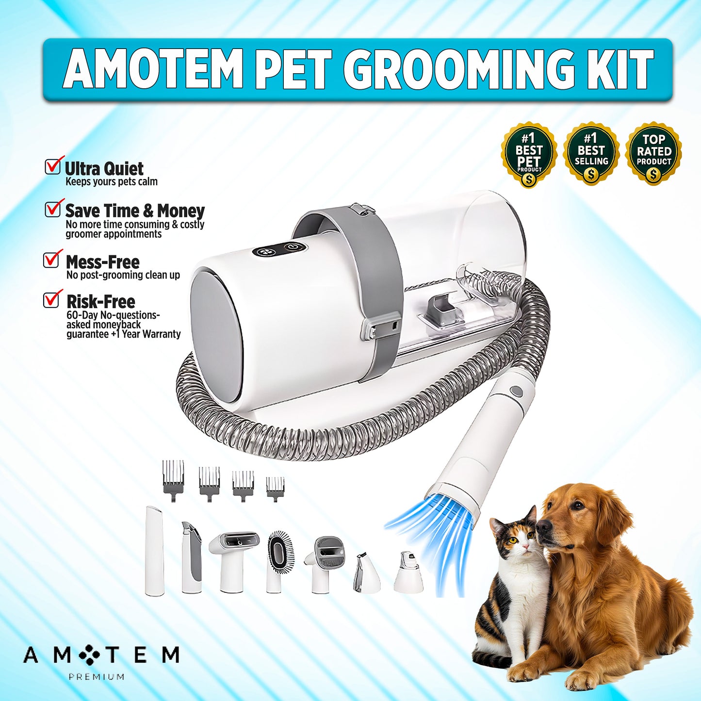 AMOTEM All-In-One Ultimate Pet Grooming Kit